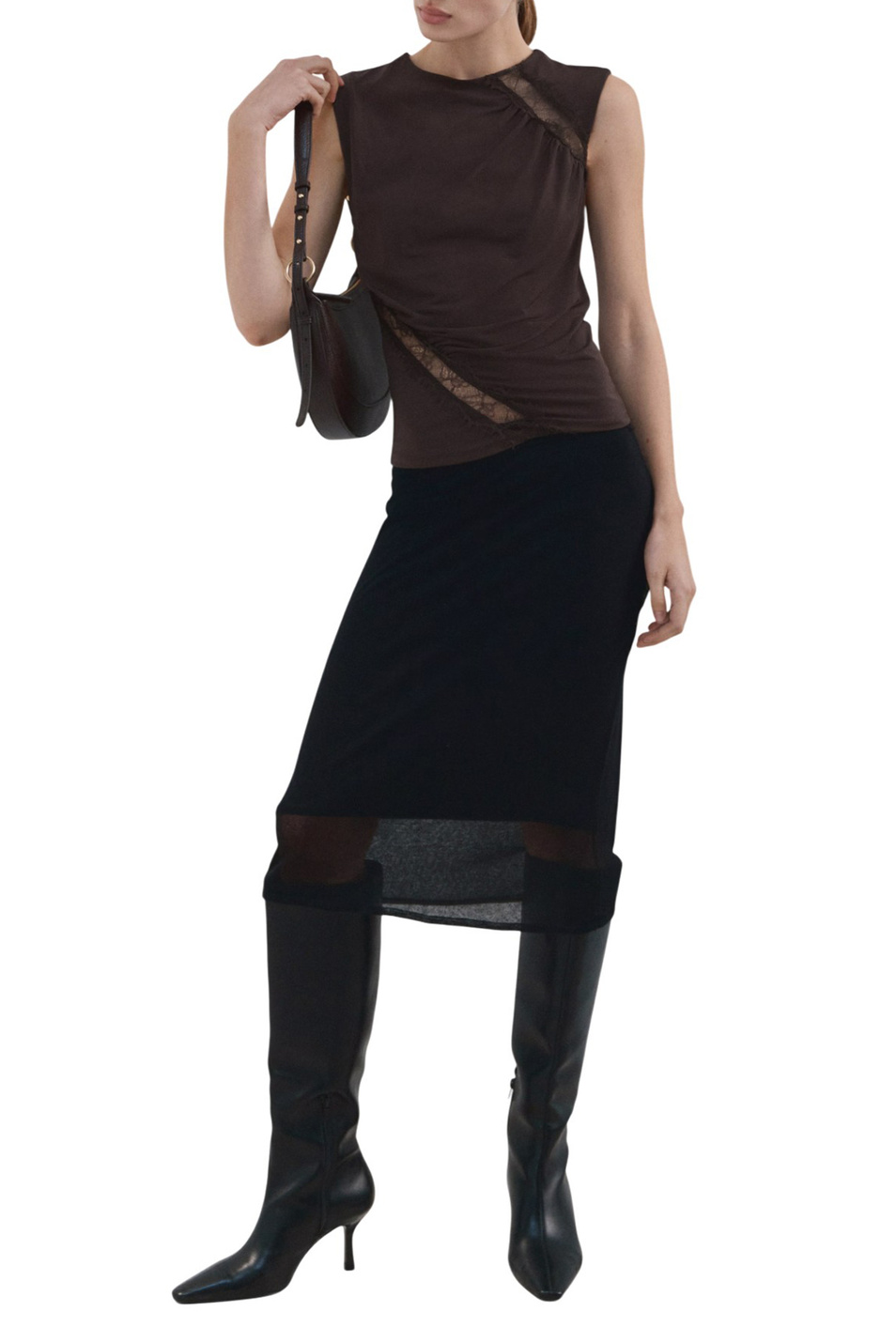 Женский Mango Топ CINDY с кружевом (цвет ), артикул 27094098 | Фото 2