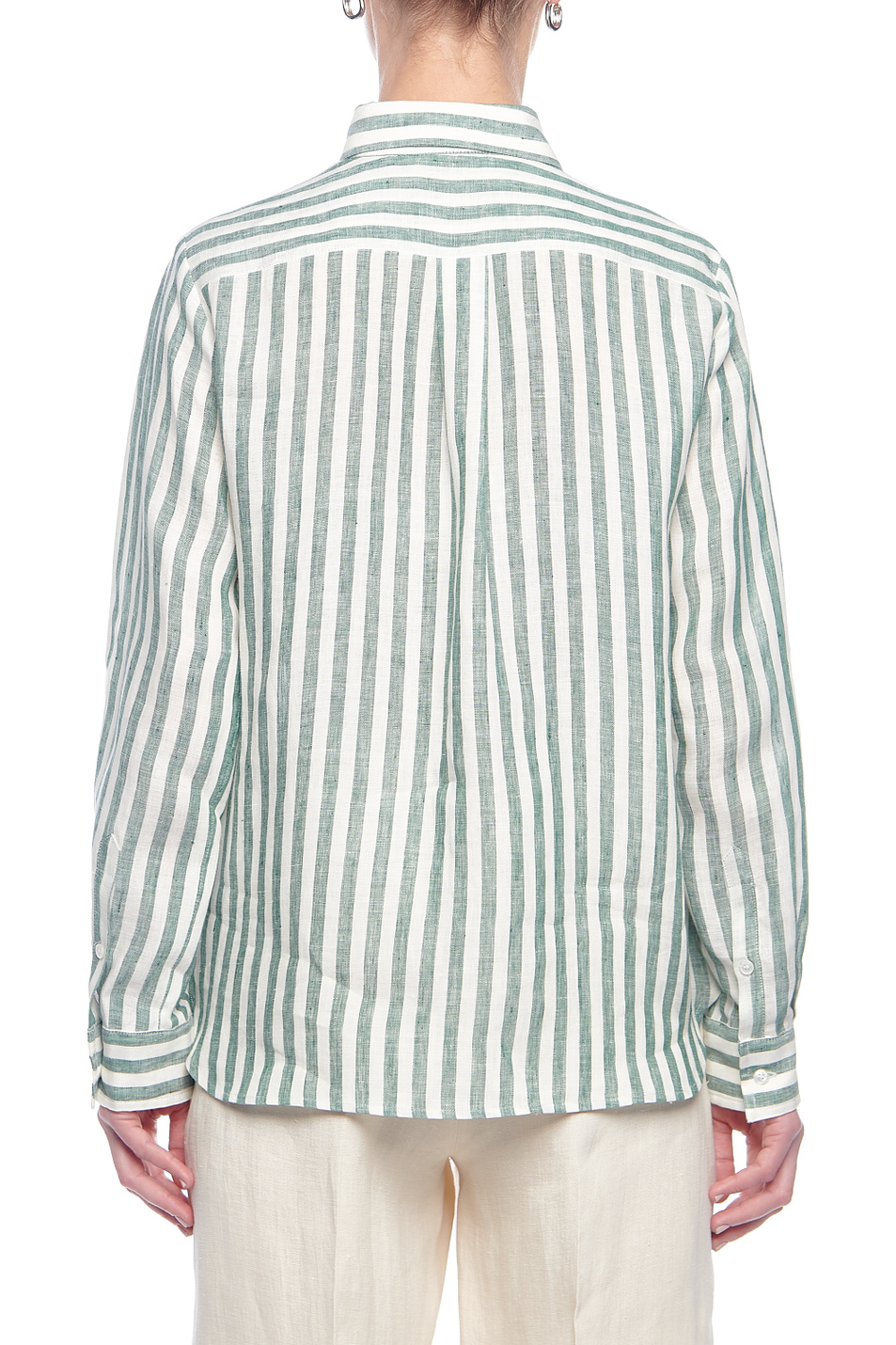 Женский Weekend Max Mara Рубашка GUINEA из чистого льна с принтом в полоску (цвет ), артикул 51110211 | Фото 4
