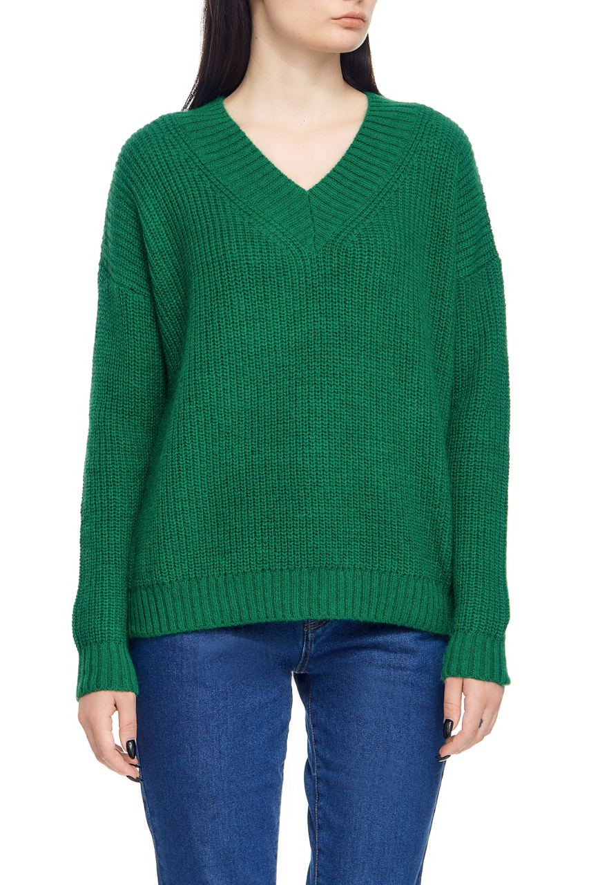 Пуловер однотонный VIAGGIO|Основной цвет:Зеленый|Артикул:2353662133 | Фото 1