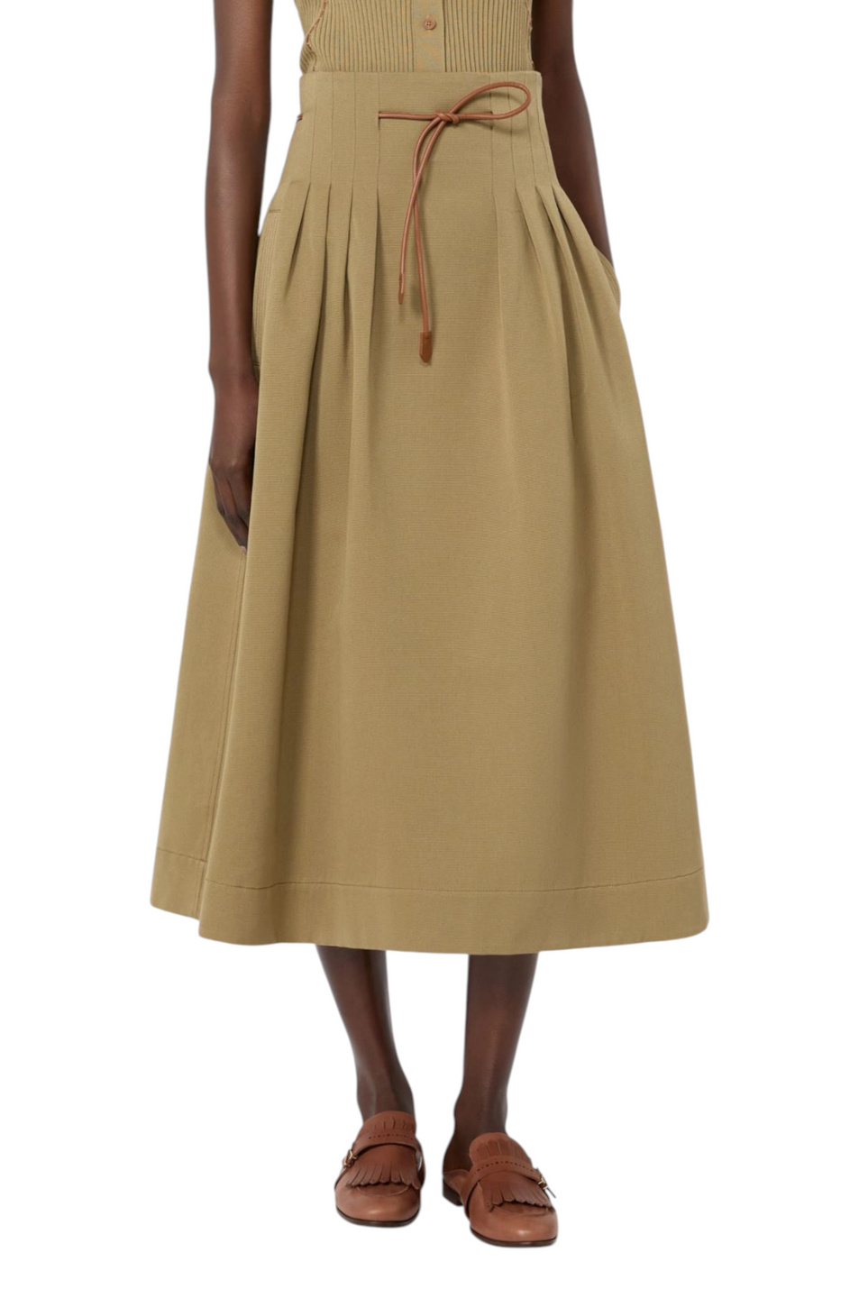Юбка TEMPIO из хлопка|Основной цвет:Хаки Женский Max Mara Юбка TEMPIO из хлопка (цвет ), артикул 2621106051 | Фото 3