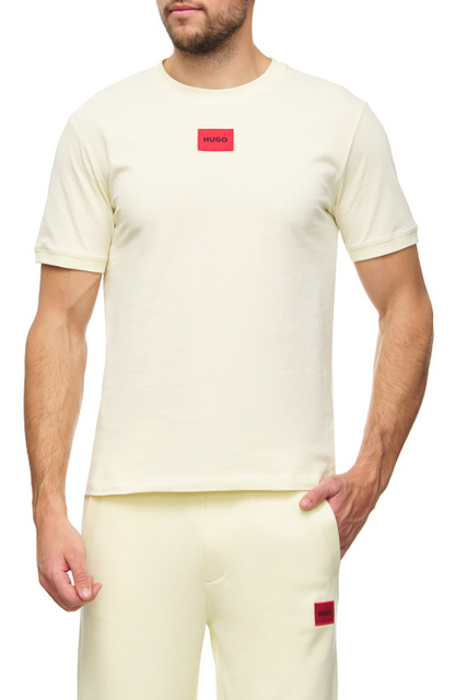Футболка Diragolino с контрастным логотипом на груди|Основной цвет:Кремовый|Артикул:50447978 | Фото 1