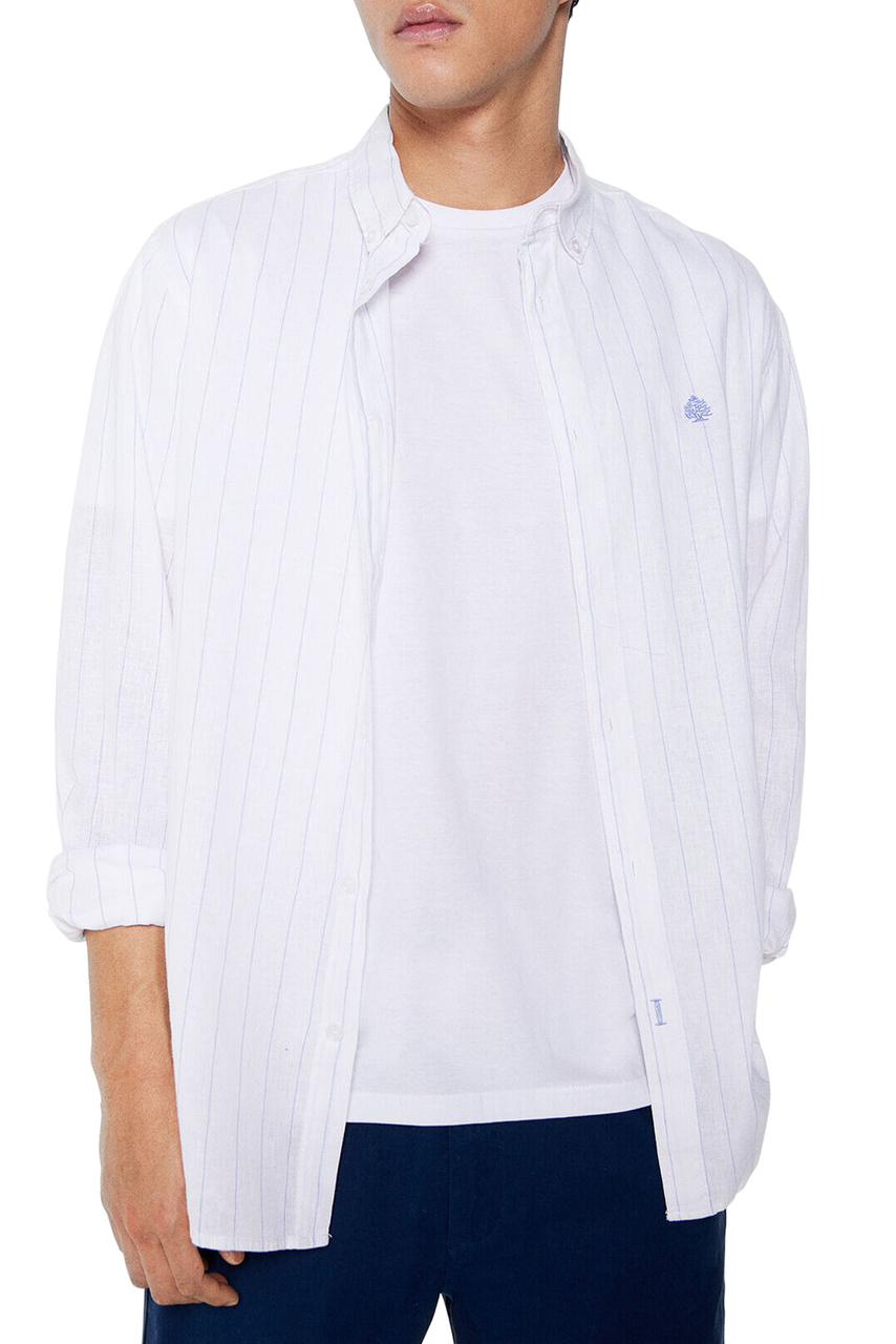 Рубашка из льна и хлопка|Основной цвет:Белый|Артикул:0997754 | Фото 1