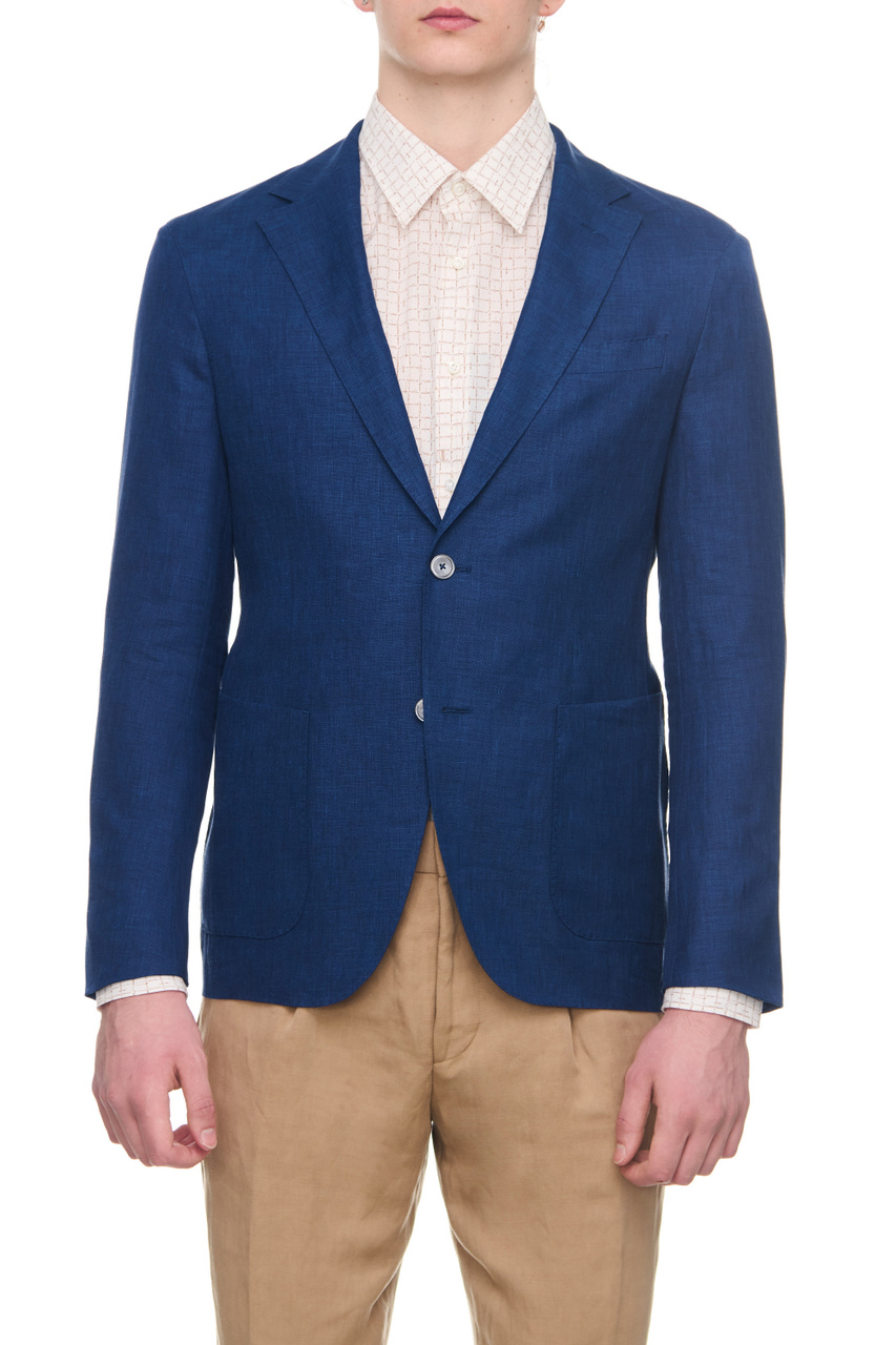 Пиджак с застежкой на пуговицах|Основной цвет:Синий|Артикул:50489333 | Фото 1