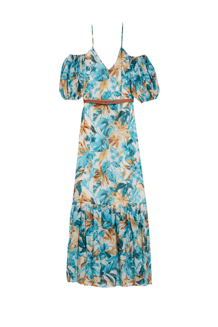 Платье с пышными рукавами|Основной цвет:Голубой|Артикул:CA2328T9316 | Фото 1