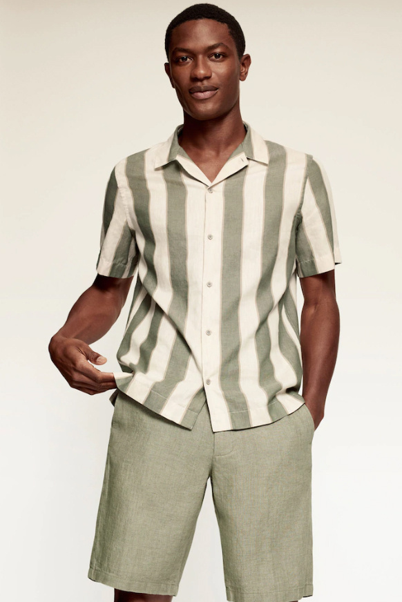 Mango Man Рубашка с коротким рукавом FANNY из смесового хлопка и льна (цвет ), артикул 87055653 | Фото 3