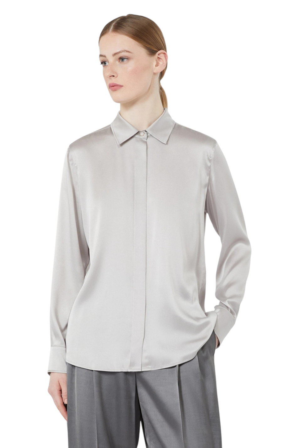 Рубашка XERO из шелка|Основной цвет:Серый Женский Max Mara Рубашка XERO из шелка (цвет ), артикул 2626116022 | Фото 3