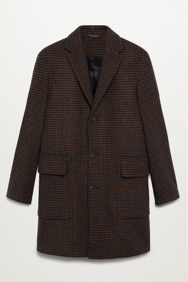 Пальто DEVON с узором «гусиные лапки» из переработанной шерсти|Основной цвет:Коричневый|Артикул:87030508 | Фото 1