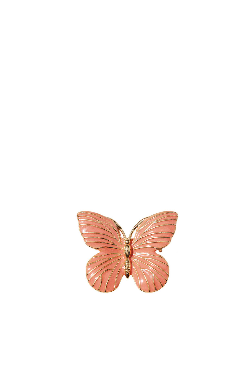 Брошь в виде бабочки|Основной цвет:Коралловый|Артикул:198274 | Фото 1