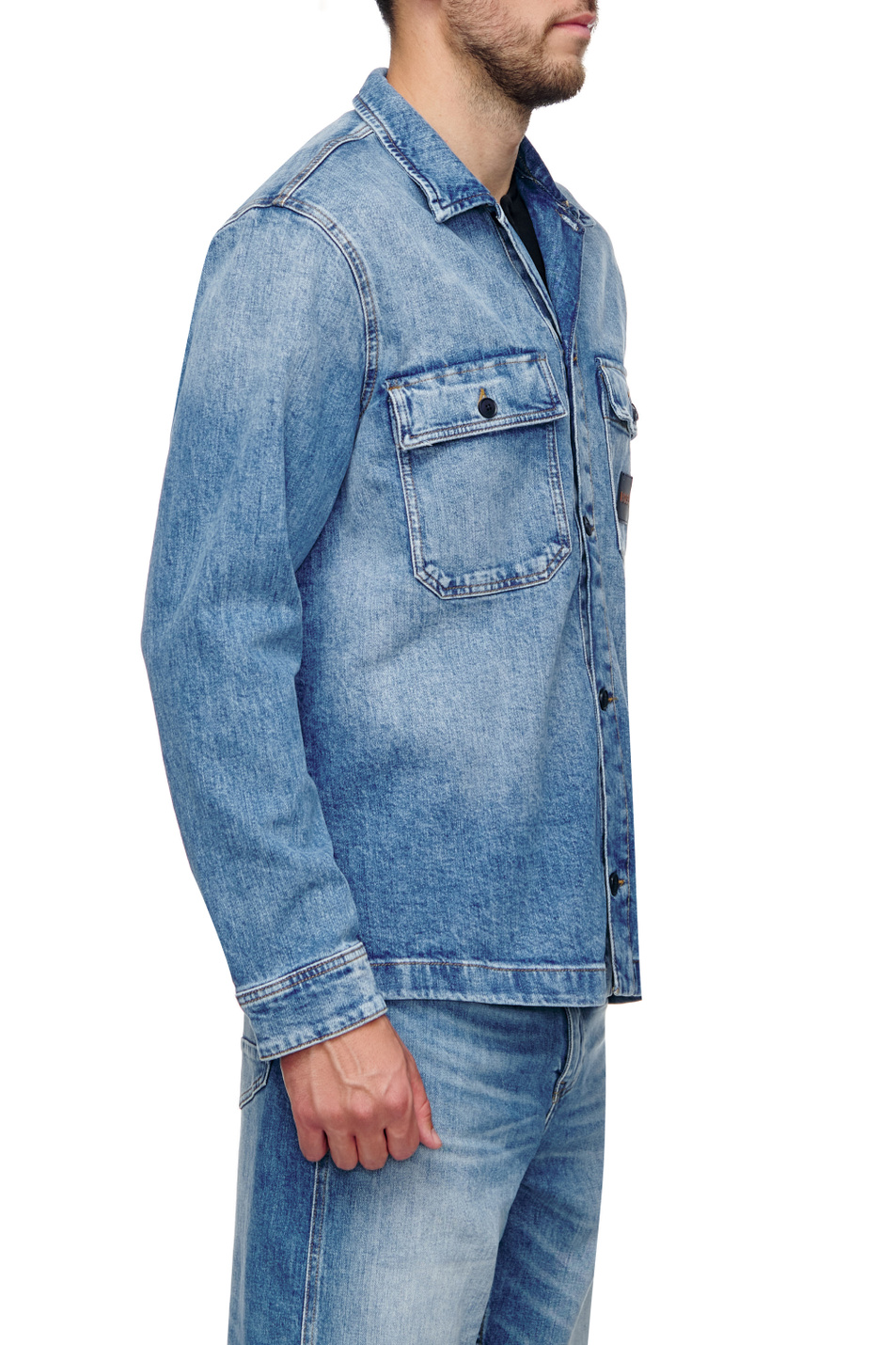 Мужской BOSS Джинсовая куртка с накладными карманами (цвет ), артикул 50473417 | Фото 4