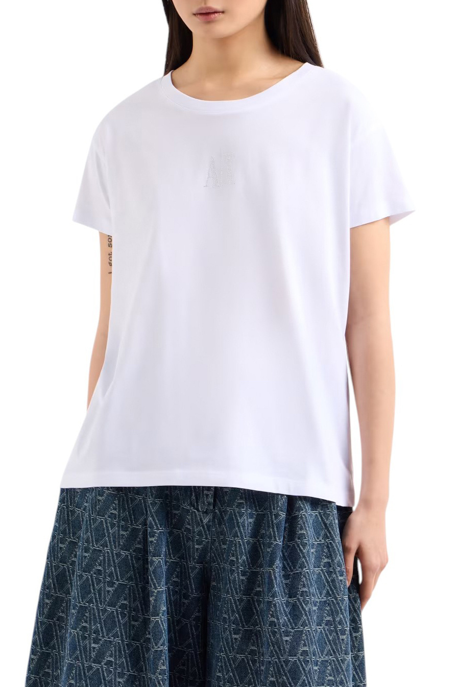 Женский Armani Exchange Футболка с логотипом из страз (цвет ), артикул XW000830-AF10356 | Фото 3
