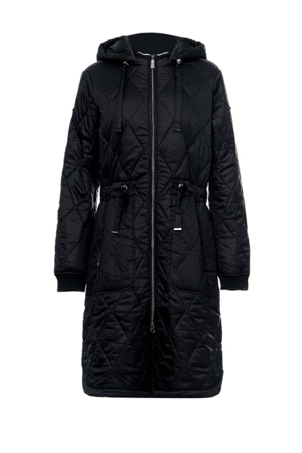 Стеганое пальто с текстильными манжетами|Основной цвет:Черный|Артикул:2116920 | Фото 1