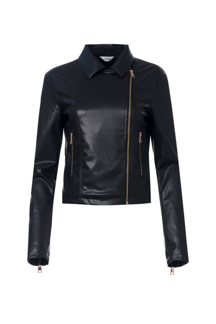 Куртка с асимметричной застежкой-молнией|Основной цвет:Черный|Артикул:WA2554E0392 | Фото 1