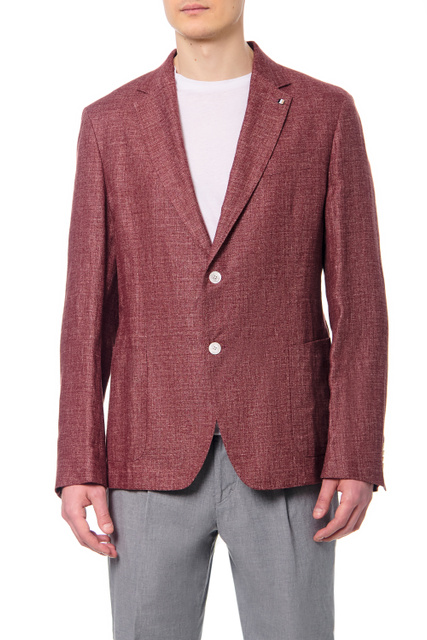 Пиджак из шерсти и льна|Основной цвет:Бордовый|Артикул:50468919 | Фото 1