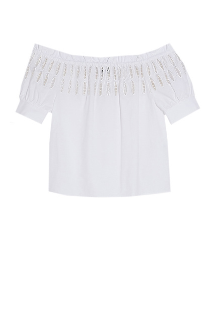 Блузка с открытыми плечами|Основной цвет:Белый|Артикул:WA2493T4853 | Фото 1