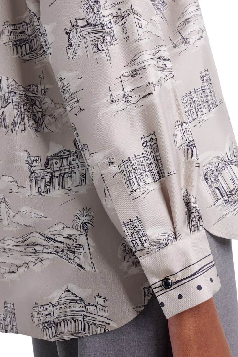 Блузка MXMFADO из шелка с принтом|Основной цвет:Бежевый Женский Max Mara Блузка MXMFADO из шелка с принтом (цвет ), артикул 2611111161 | Фото 7