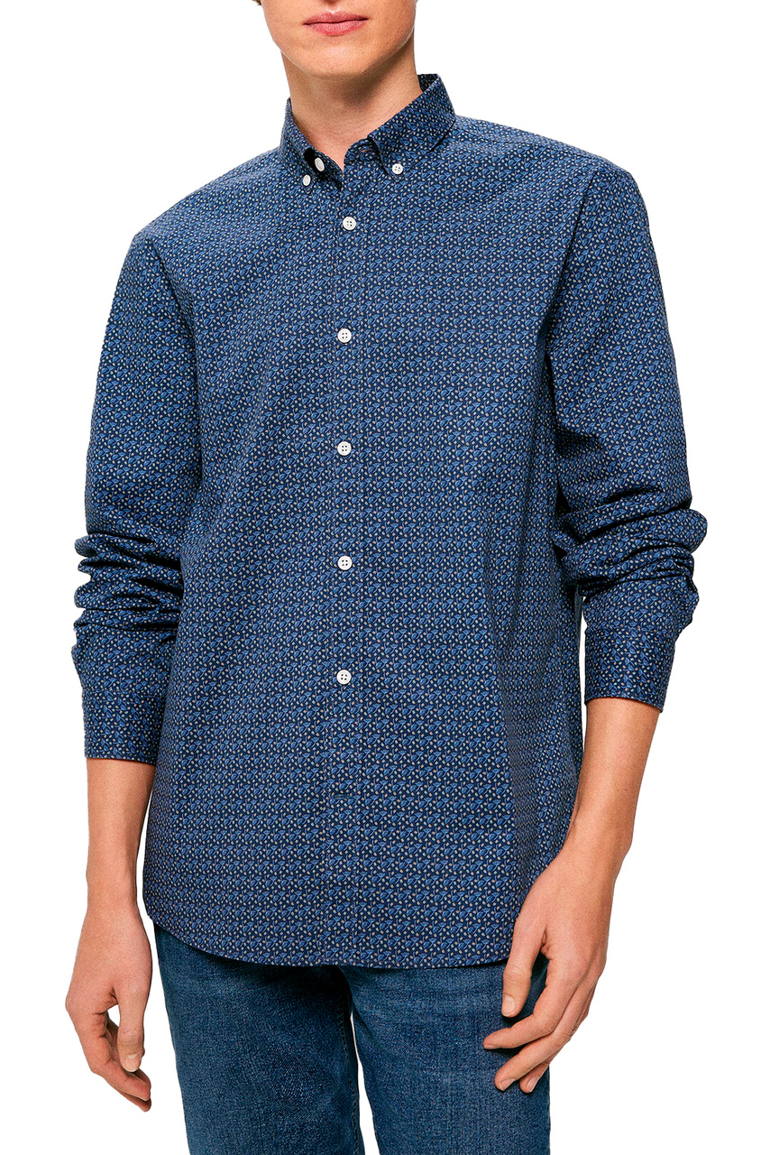 Рубашка с принтом|Основной цвет:Синий|Артикул:1517702 | Фото 1