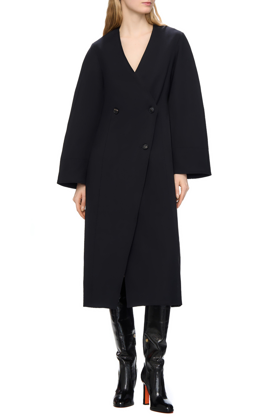 Платье DOUBLE BREASTED из эластичной вискозы|Основной цвет:Черный Женский CO Платье DOUBLE BREASTED из эластичной вискозы (цвет ), артикул 4426CVSS-F24 | Фото 2