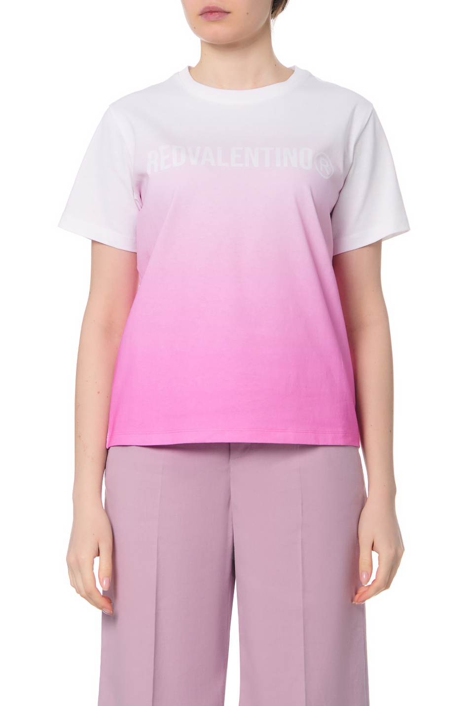 Женский Red Valentino Футболка из натурального хлопка с логотипом (цвет ), артикул XR0MG14A6HB | Фото 4