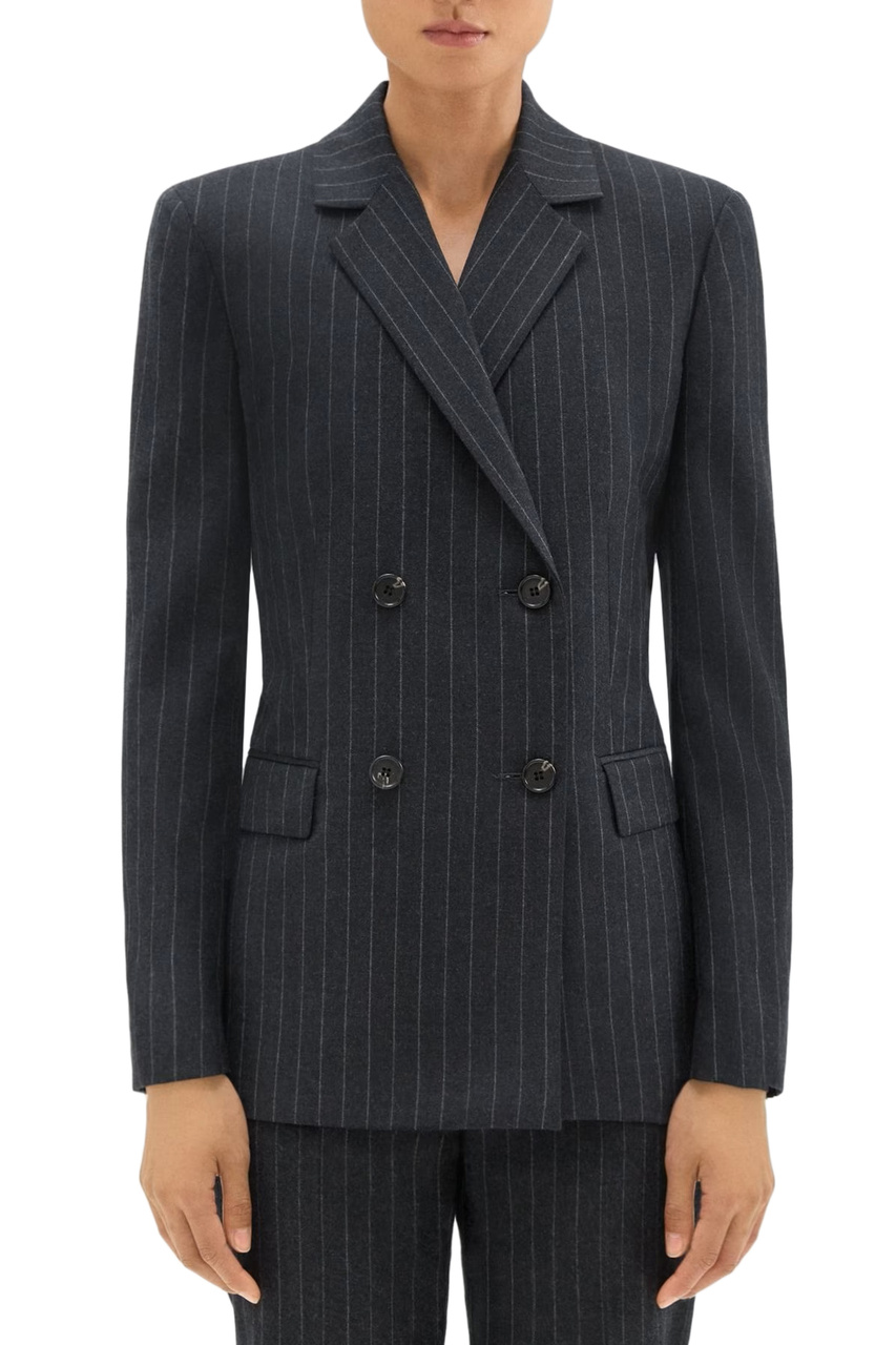 Пиджак из натуральной шерсти в полоску|Основной цвет:Серый|Артикул:N0801118 | Фото 1