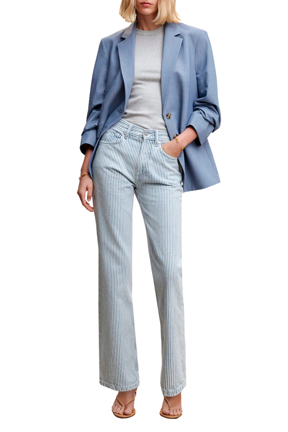 Женский Mango Джинсы MATI прямого кроя в полоску (цвет ), артикул 47087136 | Фото 2