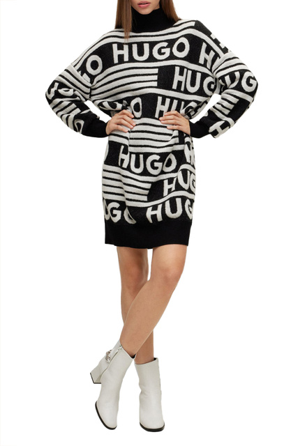 Платье-свитер свободного кроя|Основной цвет:Черный|Артикул:50478976 | Фото 2