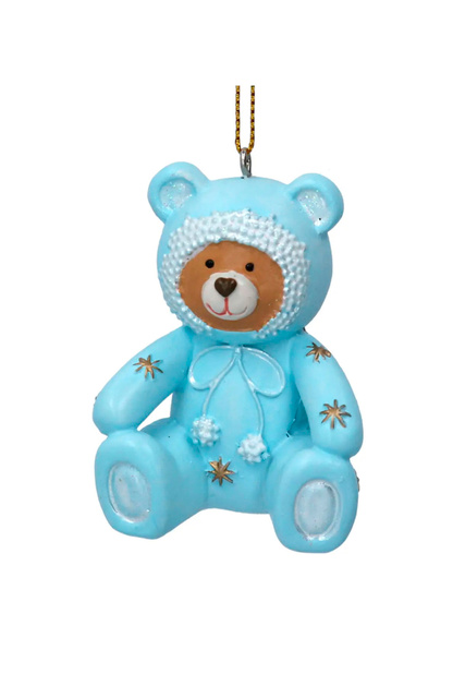 Елочная игрушка "Медвежонок в голубом комбинезоне" 6 см|Основной цвет:Голубой|Артикул:17241_2 | Фото 1