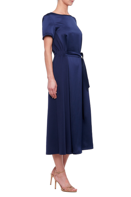Платье GIRO из смесового лиоцелла с поясом|Основной цвет:Синий|Артикул:56260719 | Фото 2