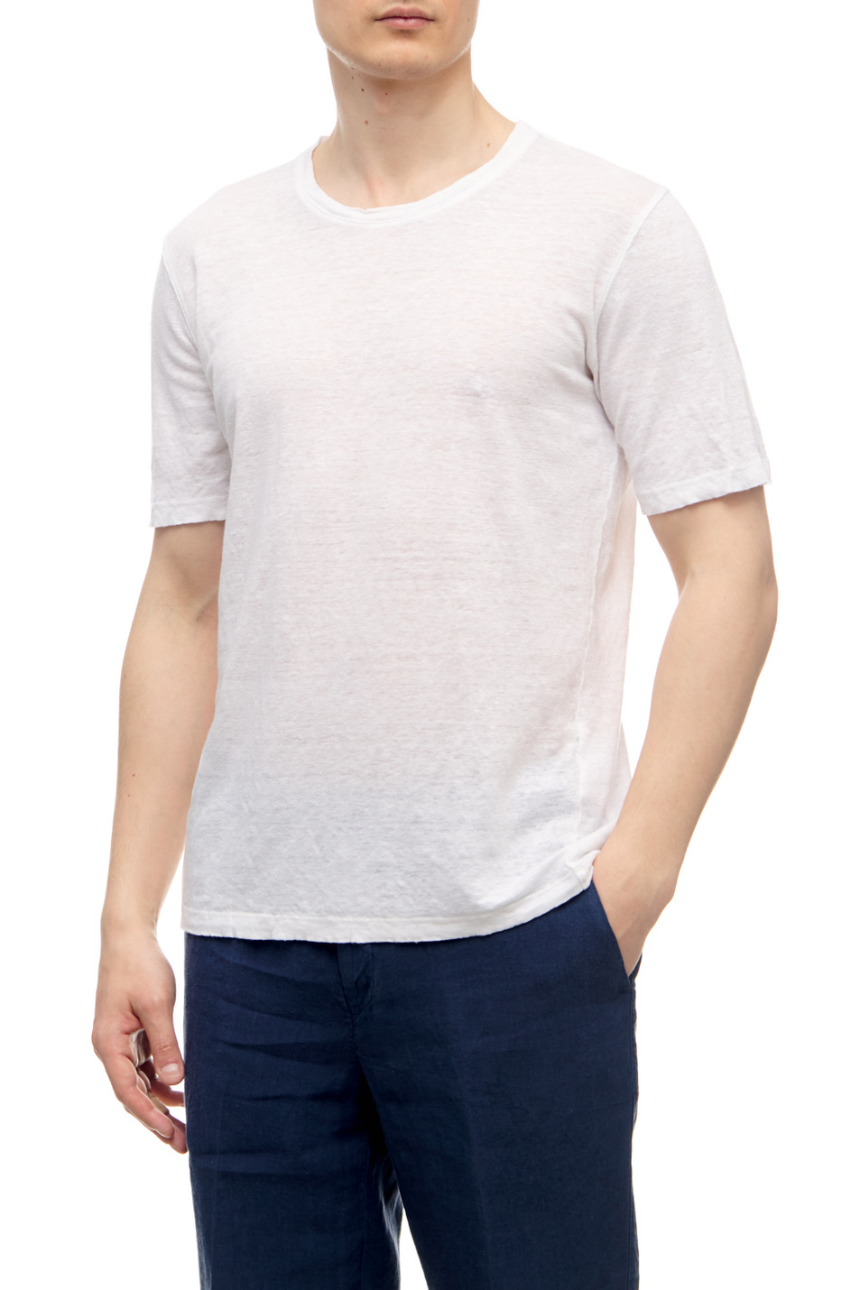 120% Lino Льняная однотонная футболка (цвет ), артикул V0M7186000E908S00 | Фото 1