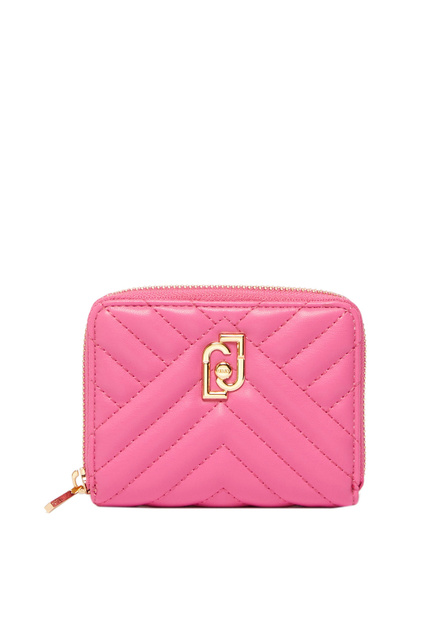 Стеганый кошелек с металлическим логотипом|Основной цвет:Розовый|Артикул:AA3228E0426 | Фото 1
