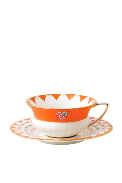 Чашка с блюдцем Peony Diamond 150 мл|Основной цвет:Оранжевый|Артикул:40024019 | Фото 1