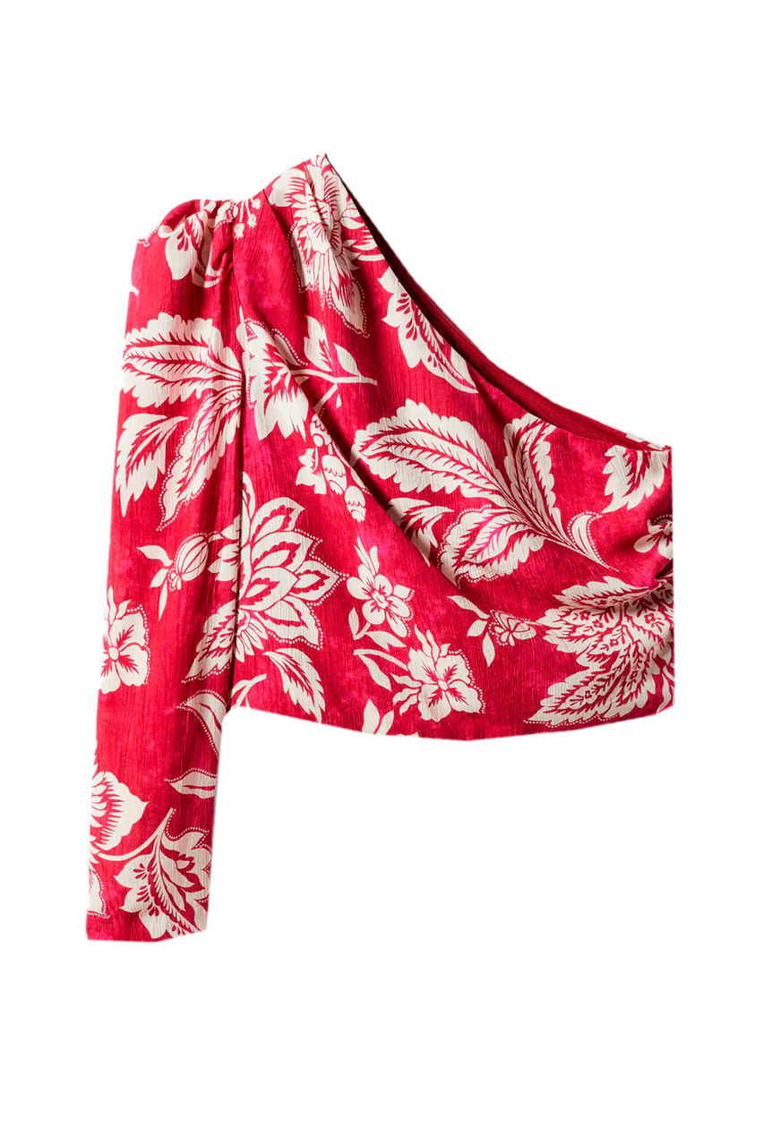 Асимметричная блузка PERALTA с принтом|Основной цвет:Красный|Артикул:47087114 | Фото 1