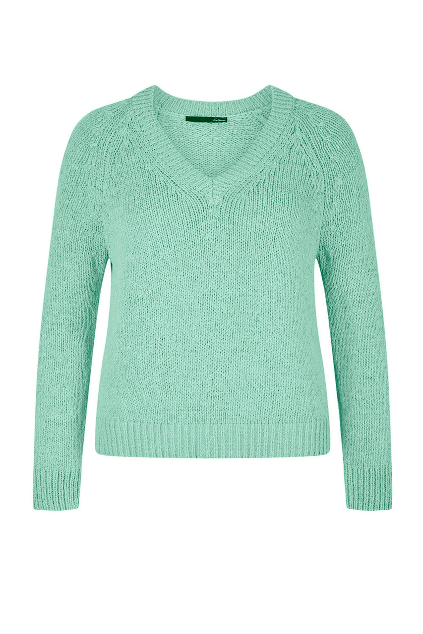 Пуловер из смесового хлопка|Основной цвет:Зеленый|Артикул:50-610600 | Фото 1