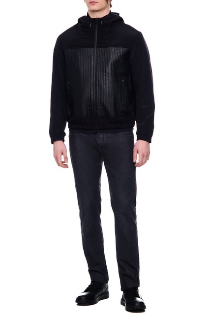 Куртка из кожи наппа с водоотталкивающими нейлоновыми вставками|Основной цвет:Черный|Артикул:D41R70-D1P70 | Фото 2