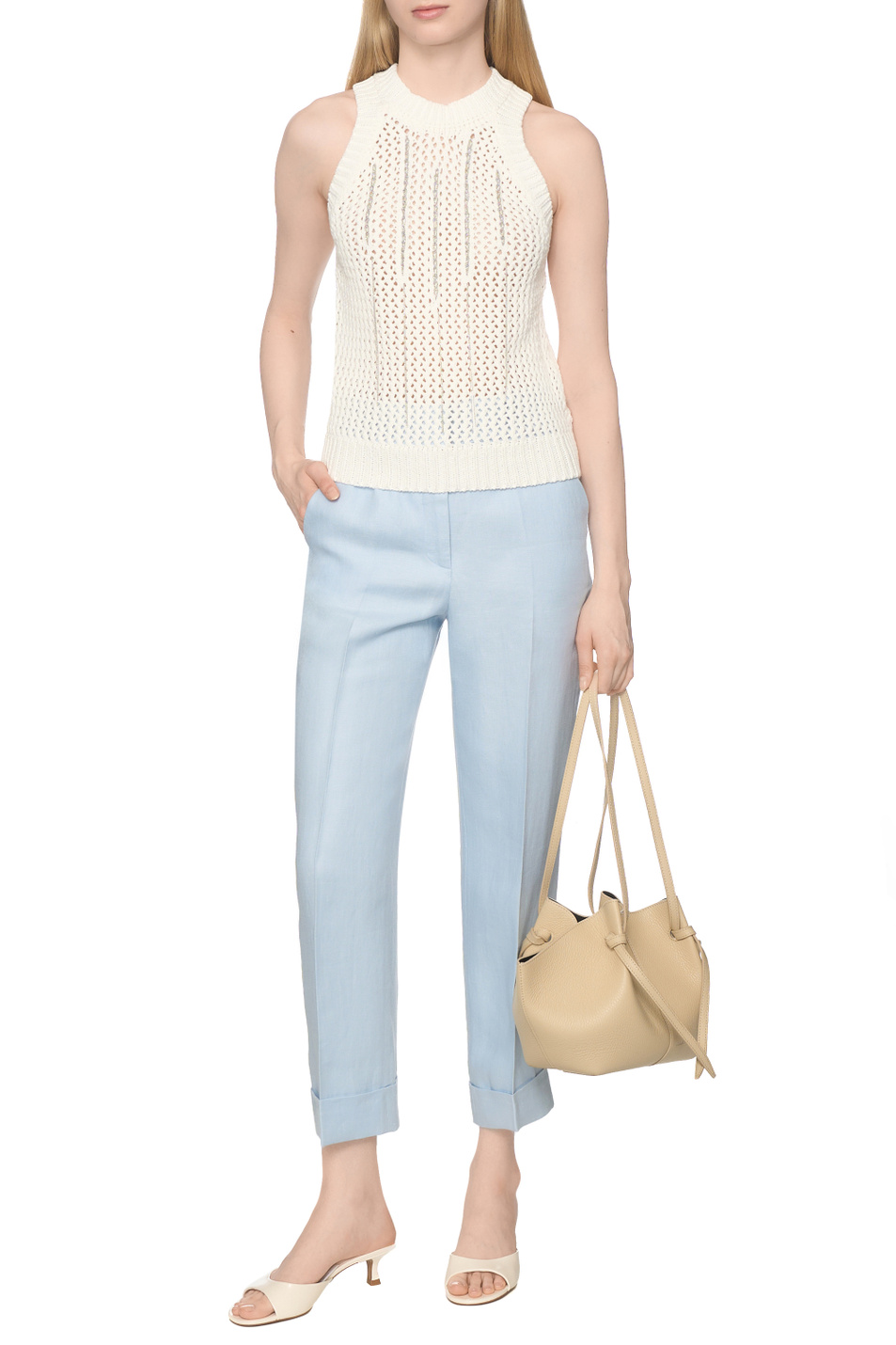 Женский Peserico Брюки прямого кроя из льна (цвет ), артикул A04210D-02606 | Фото 3