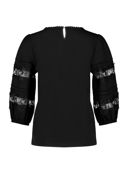 Блузка с кружевными вставками на рукавах|Основной цвет:Черный|Артикул:371365-16132 | Фото 2