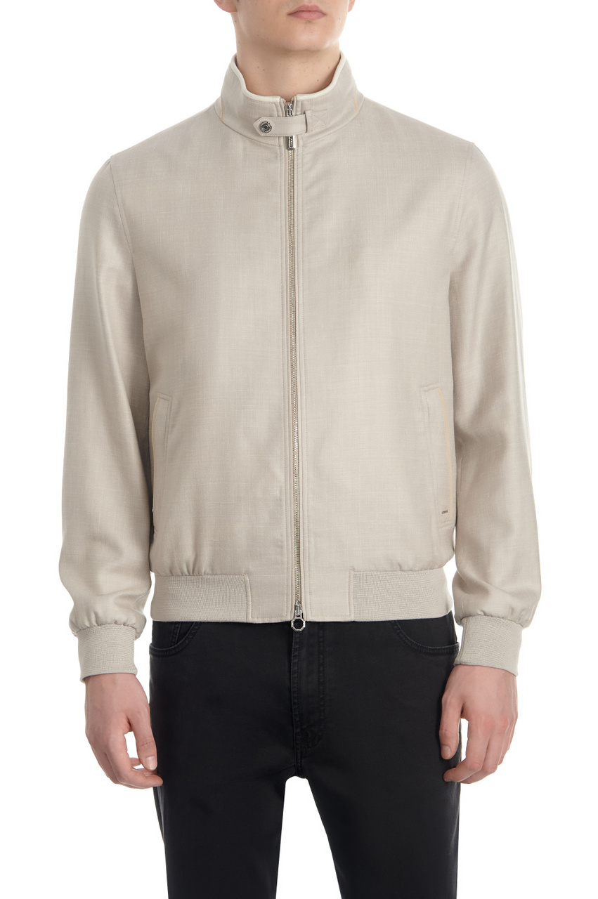 Куртка из шерсти, шелка и льна|Основной цвет:Кремовый|Артикул:MDJ4100010-BI72HC | Фото 1