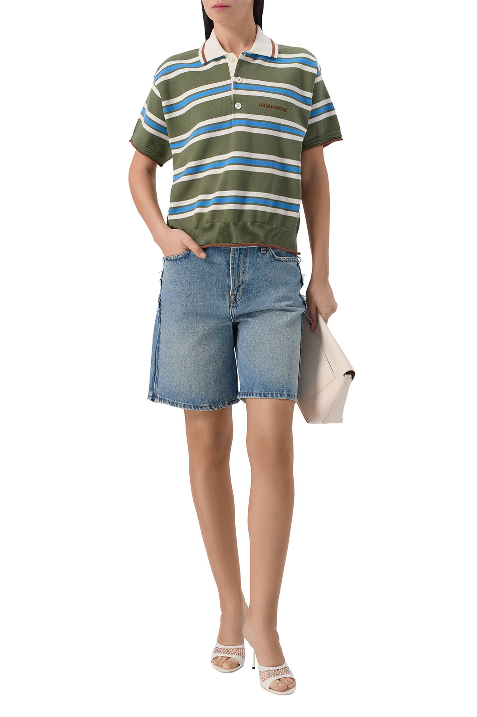 Женский 7 for all Mankind Шорты джинсовые LOLA из хлопка (цвет ), артикул 7U870E35 | Фото 3