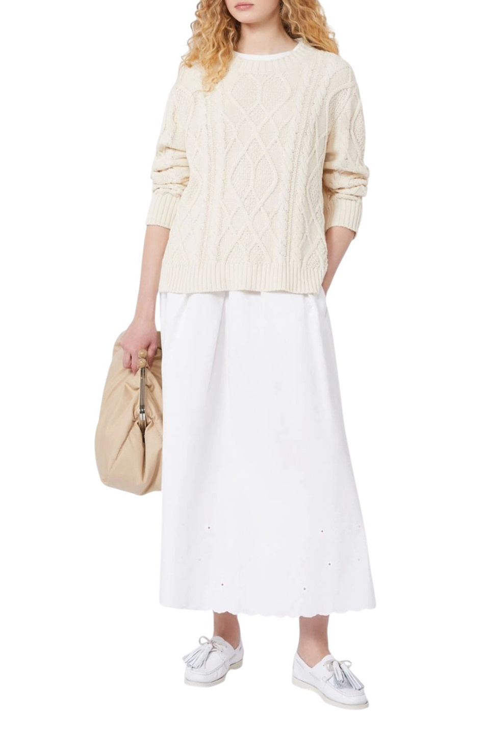 Юбка PIO из хлопка и льна|Основной цвет:Белый Женский Weekend Max Mara Юбка PIO из хлопка и льна (цвет ), артикул 2615101021 | Фото 2