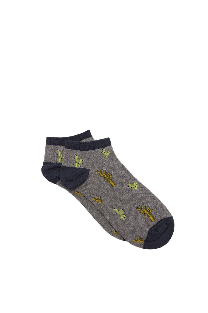 Короткие носки с принтом|Основной цвет:Серый|Артикул:0655950 | Фото 1
