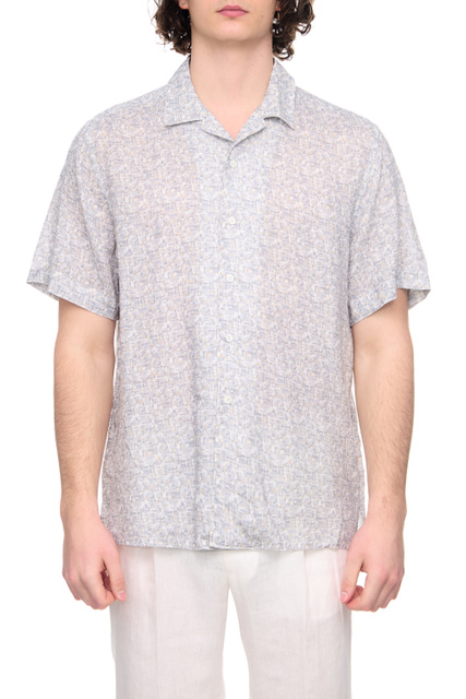 Льняная рубашка с принтом|Основной цвет:Серый|Артикул:91I204-3111910 | Фото 1