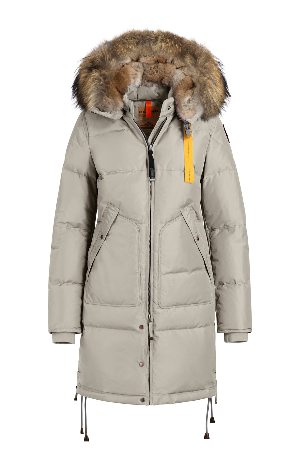 Пальто LONG BEAR с наполнителем из утиного пуха и пера со съемным капюшоном с мехом енота|Основной цвет:Бежевый Женский Parajumpers Пальто LONG BEAR с наполнителем из утиного пуха и пера со съемным капюшоном с мехом енота (цвет ), артикул MA33 | Фото 1