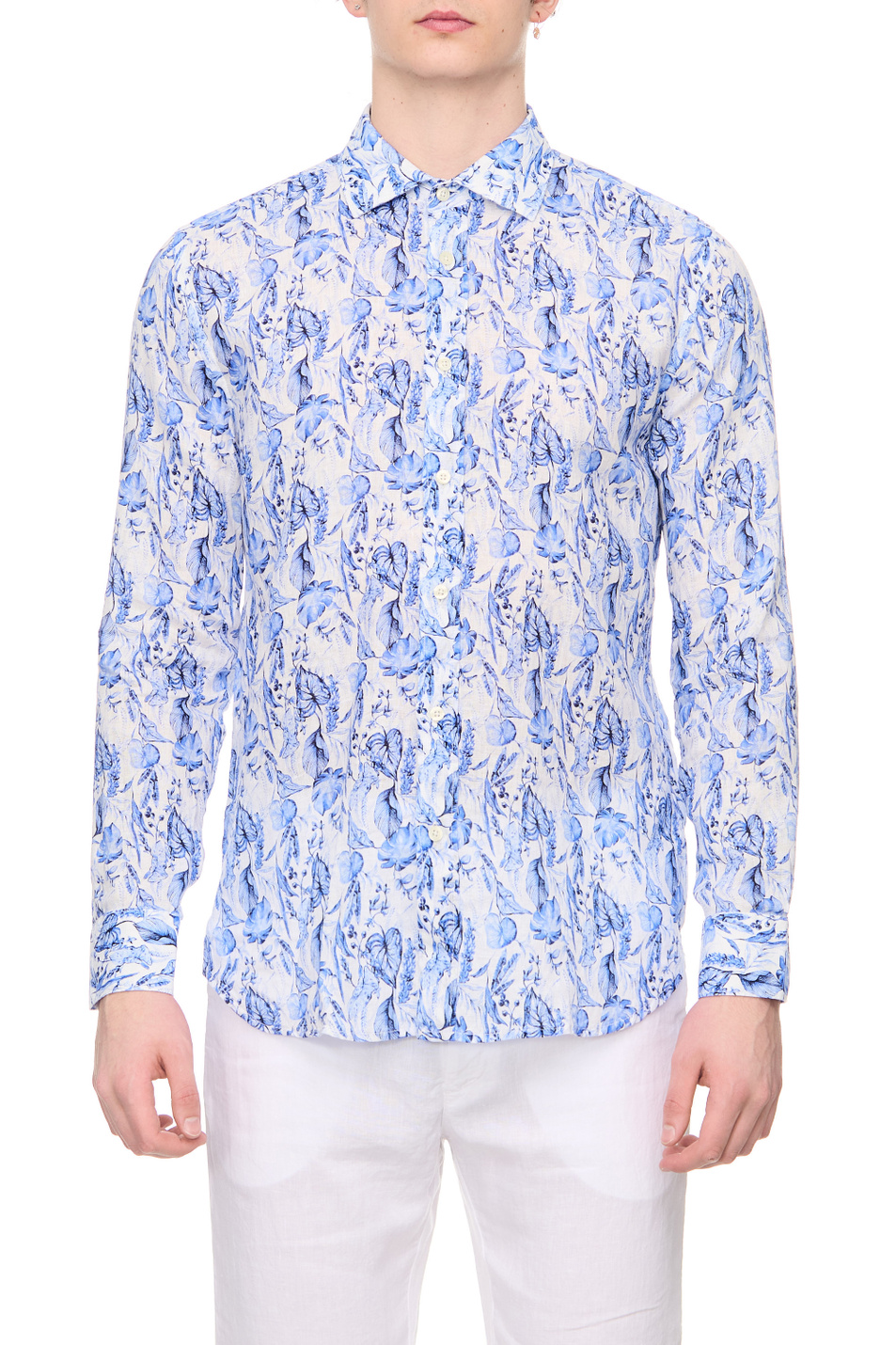 Мужской 120% Lino Рубашка из чистого льна с принтом (цвет ), артикул Y0M1311000G168100 | Фото 1