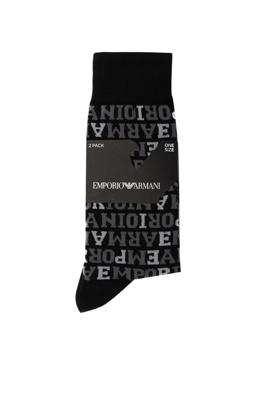 Носки с логотипированным принтом в комплекте из 2 пар|Основной цвет:Черный|Артикул:302302-3F280 | Фото 1