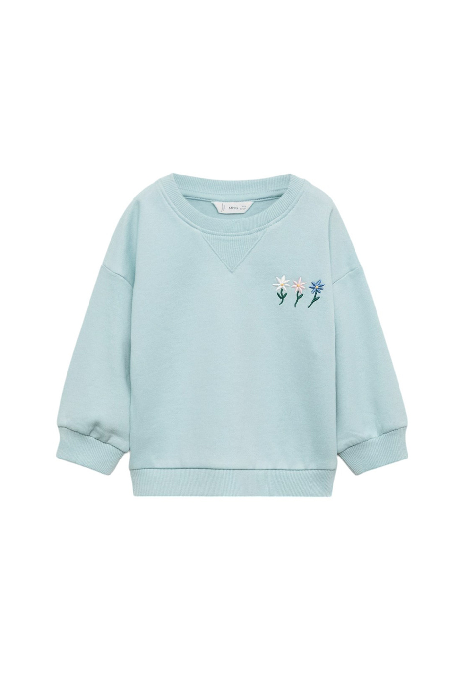 Девочкам Mango Kids Свитшот AGUA с цветочной вышивкой (цвет ), артикул 77017698 | Фото 1