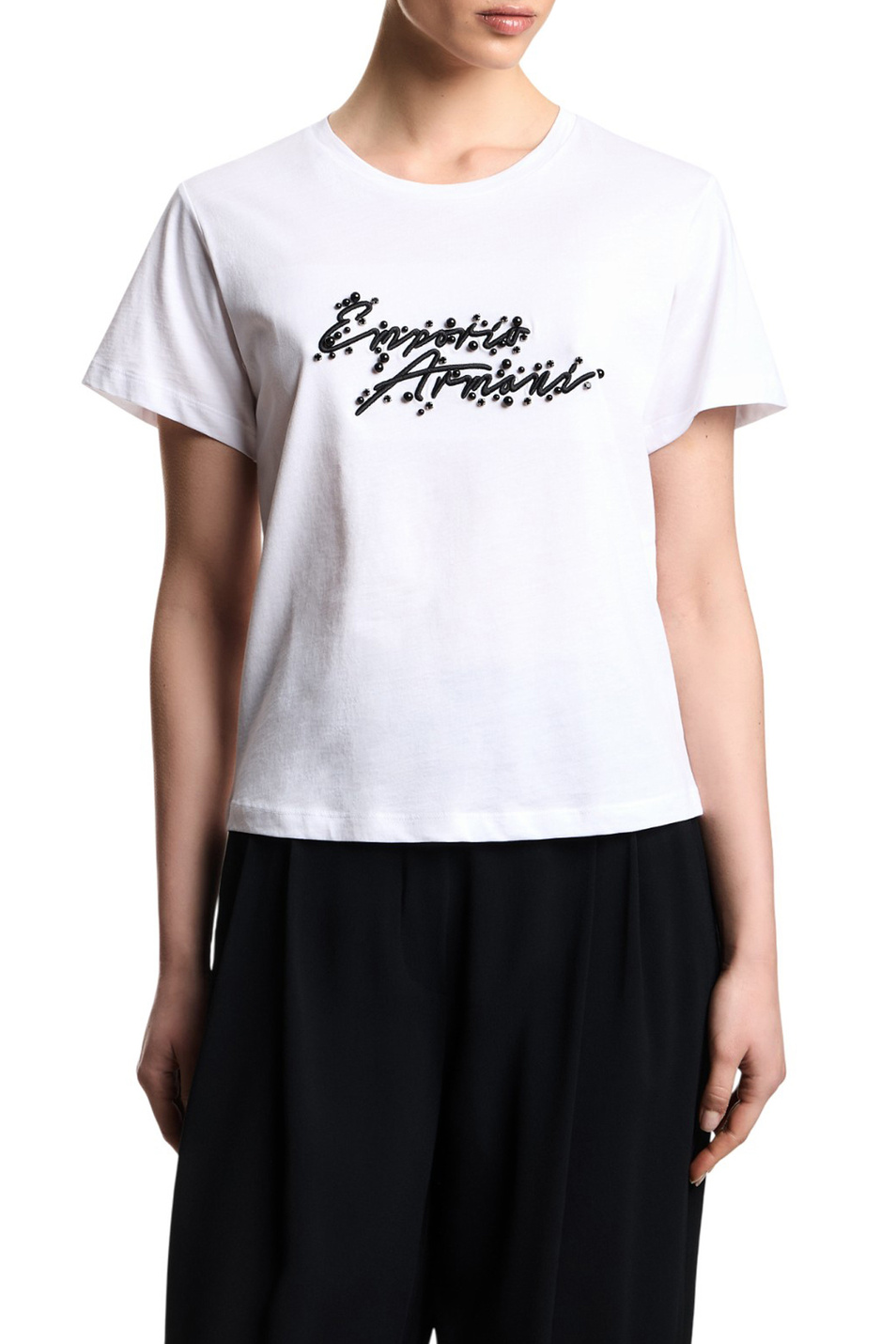 Женский Emporio Armani Футболка с отделкой бусинами (цвет ), артикул EW003594-AF12597 | Фото 3