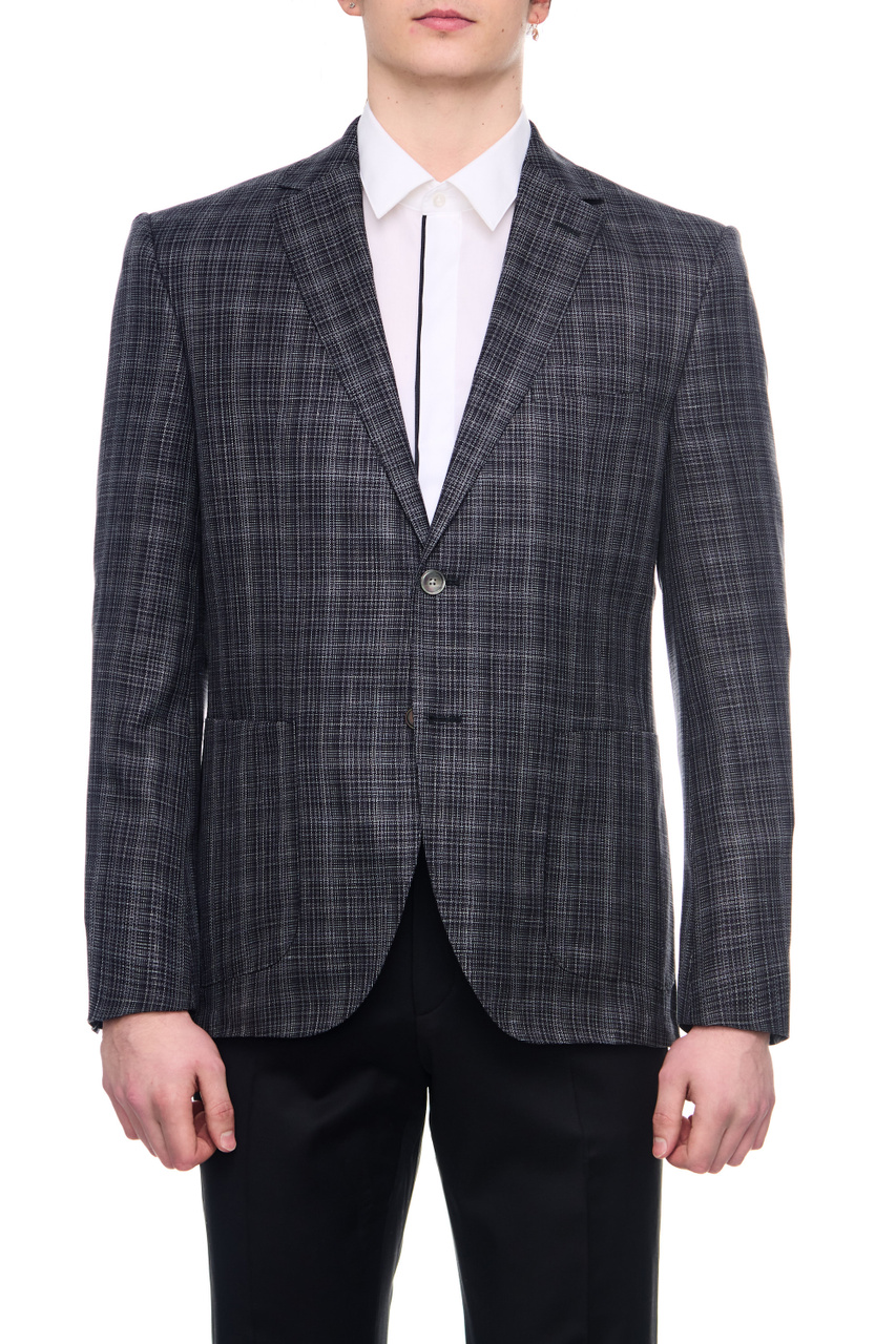 Пиджак из шерсти с добавлением шелка и льна|Основной цвет:Графит|Артикул:50484824 | Фото 1