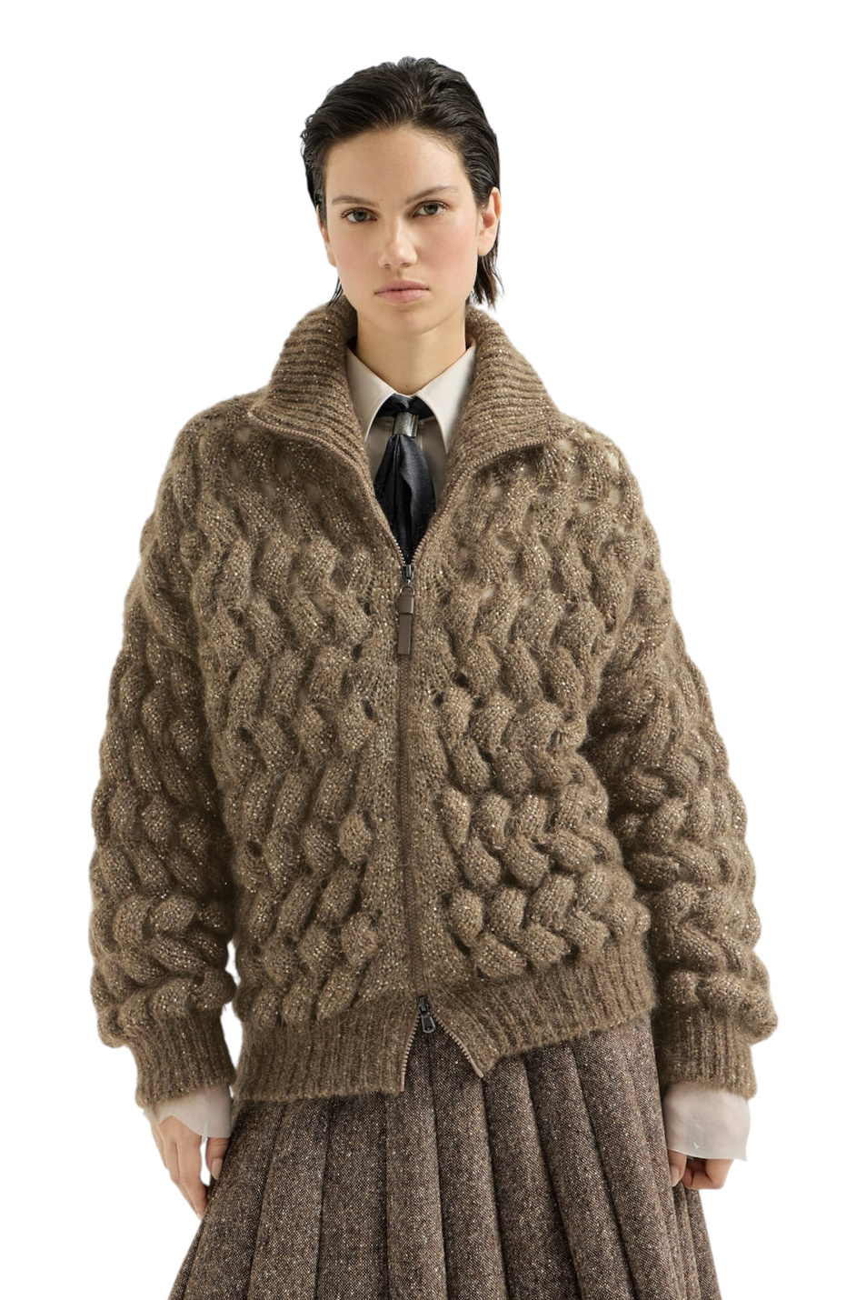 Женский Brunello Cucinelli Кардиган из мохера и шерсти с пайетками (цвет ), артикул MNT347516 | Фото 3