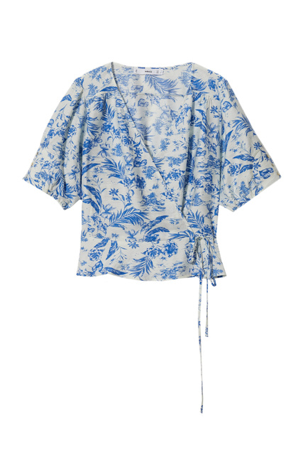 Блузка CUQUI с запахом и принтом|Основной цвет:Голубой|Артикул:27059202 | Фото 1