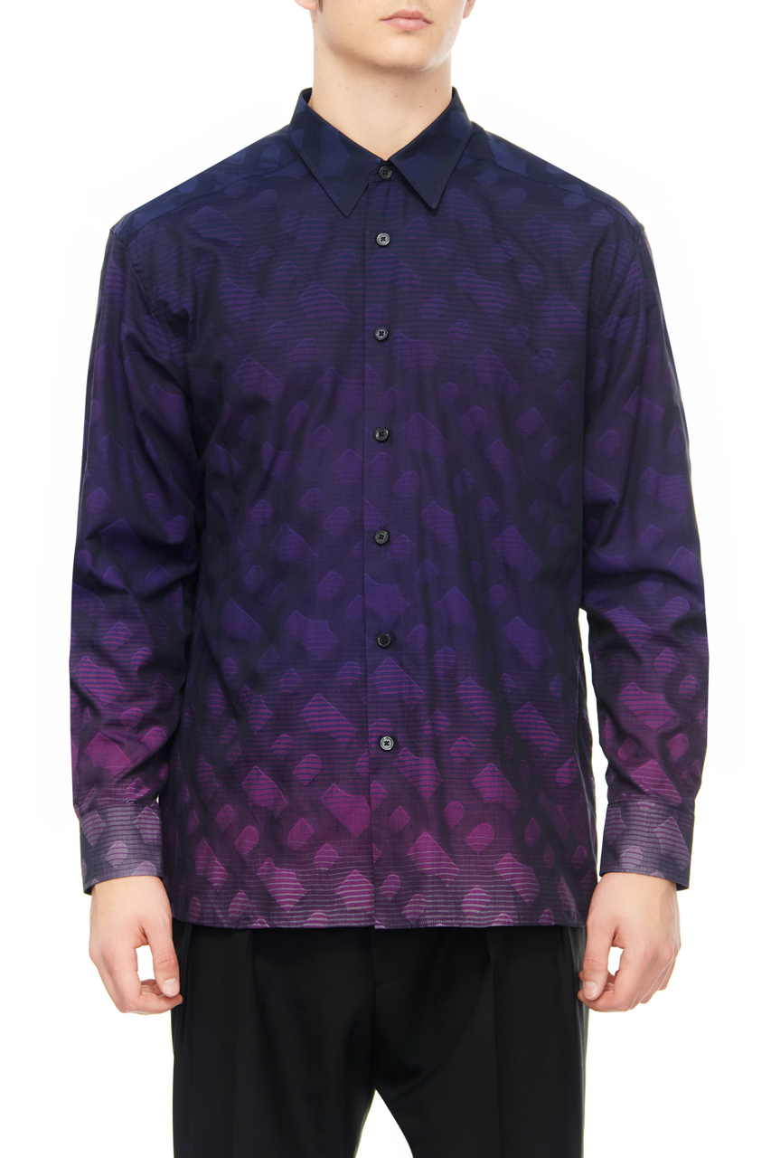 Рубашка из натурального хлопка с логотипированным принтом|Основной цвет:Фиолетовый|Артикул:50502918 | Фото 1