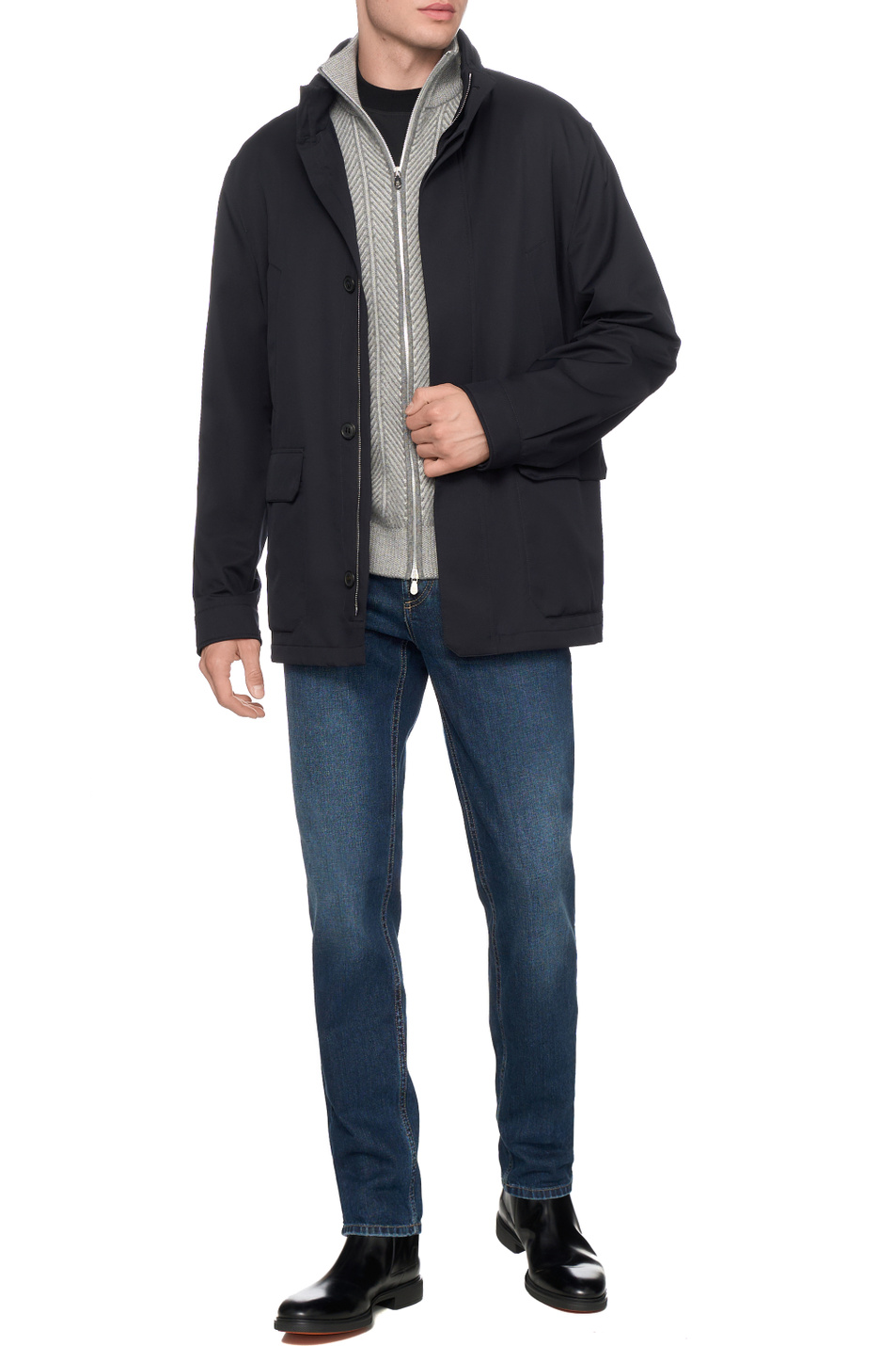 Лонгслив из чистого хлопка|Основной цвет:Черный Мужской Brunello Cucinelli Лонгслив из чистого хлопка (цвет ), артикул M0B131366 | Фото 3